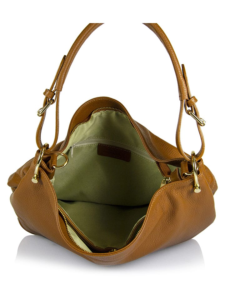 ORE10 Leder-Schultertasche in Hellbraun - (B)40 x (H)30 x (T)15 cm günstig kaufen onesize
