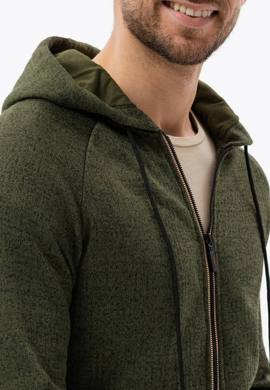 Sudadera con capucha y cremallera ombré
