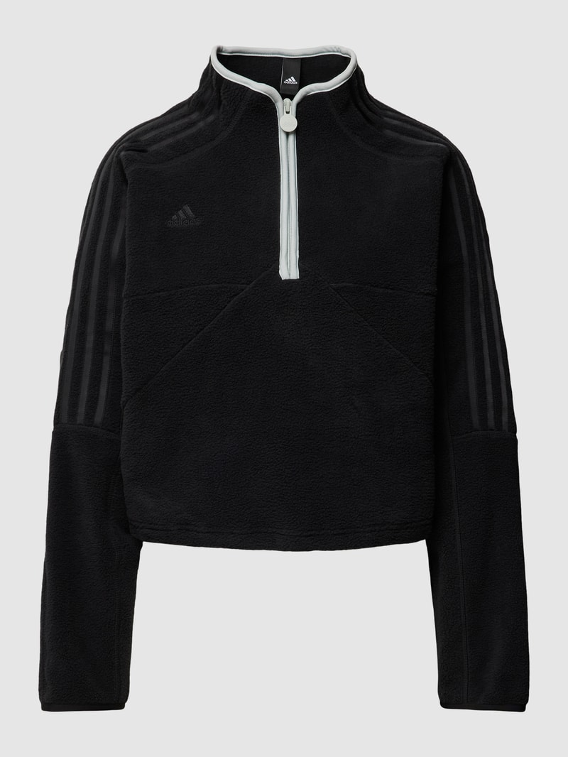 Sweatshirt mit kurzem Reißverschluss in schwarz
