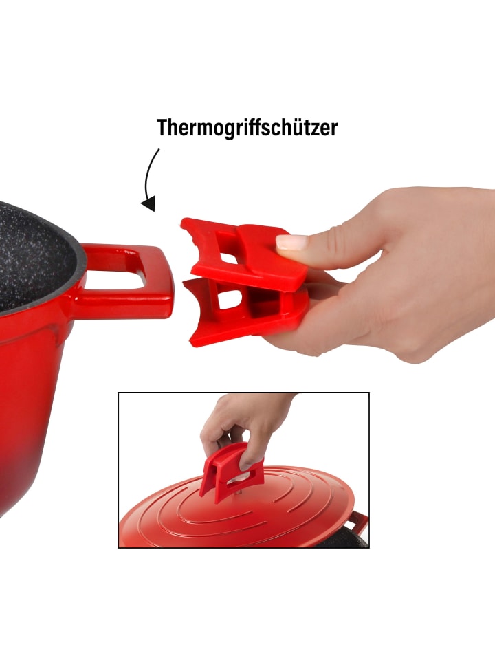 Stoneline Cocotte Bräter Oval 32x25 cm | mit Deckel in Rot günstig kaufen Ø 32 cm