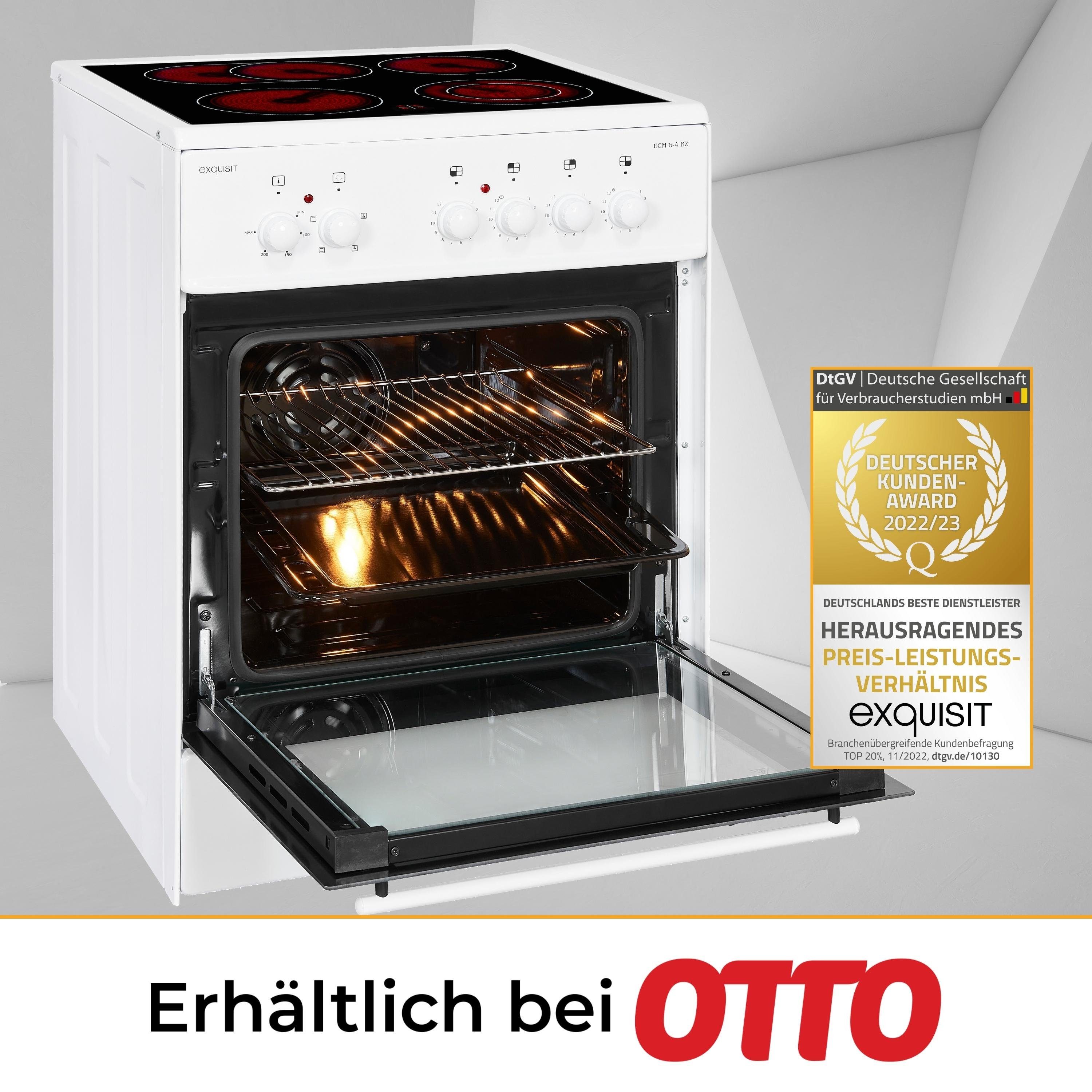 exquisit Elektro-Standherd ECM 6-4 BZ, Umluft, inkl. ausziehbarer Geschirrwagen