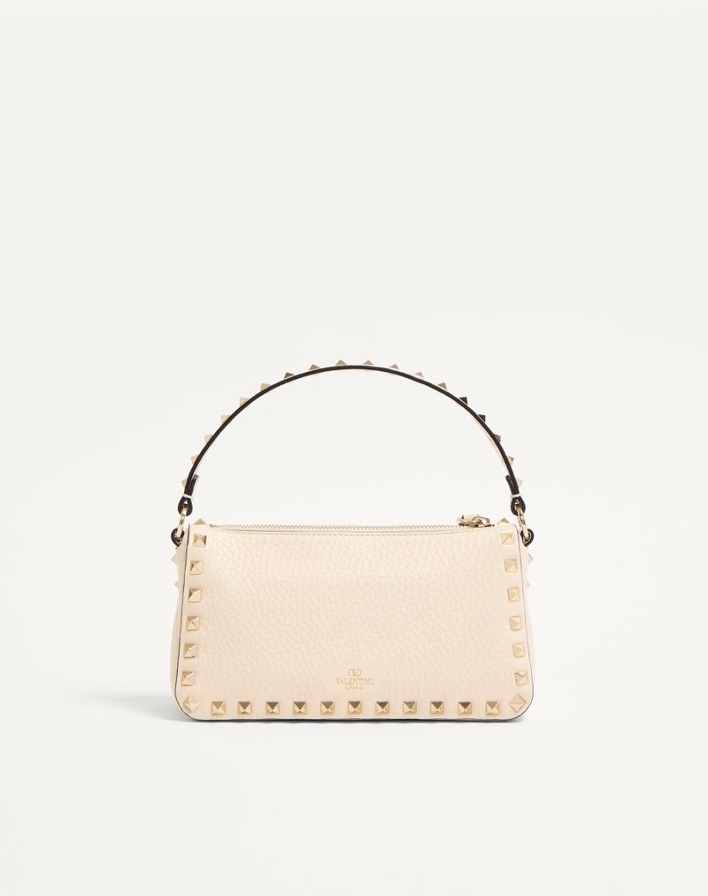 Bolsa de ombro pequena Rockstud em couro de bezerro granulado