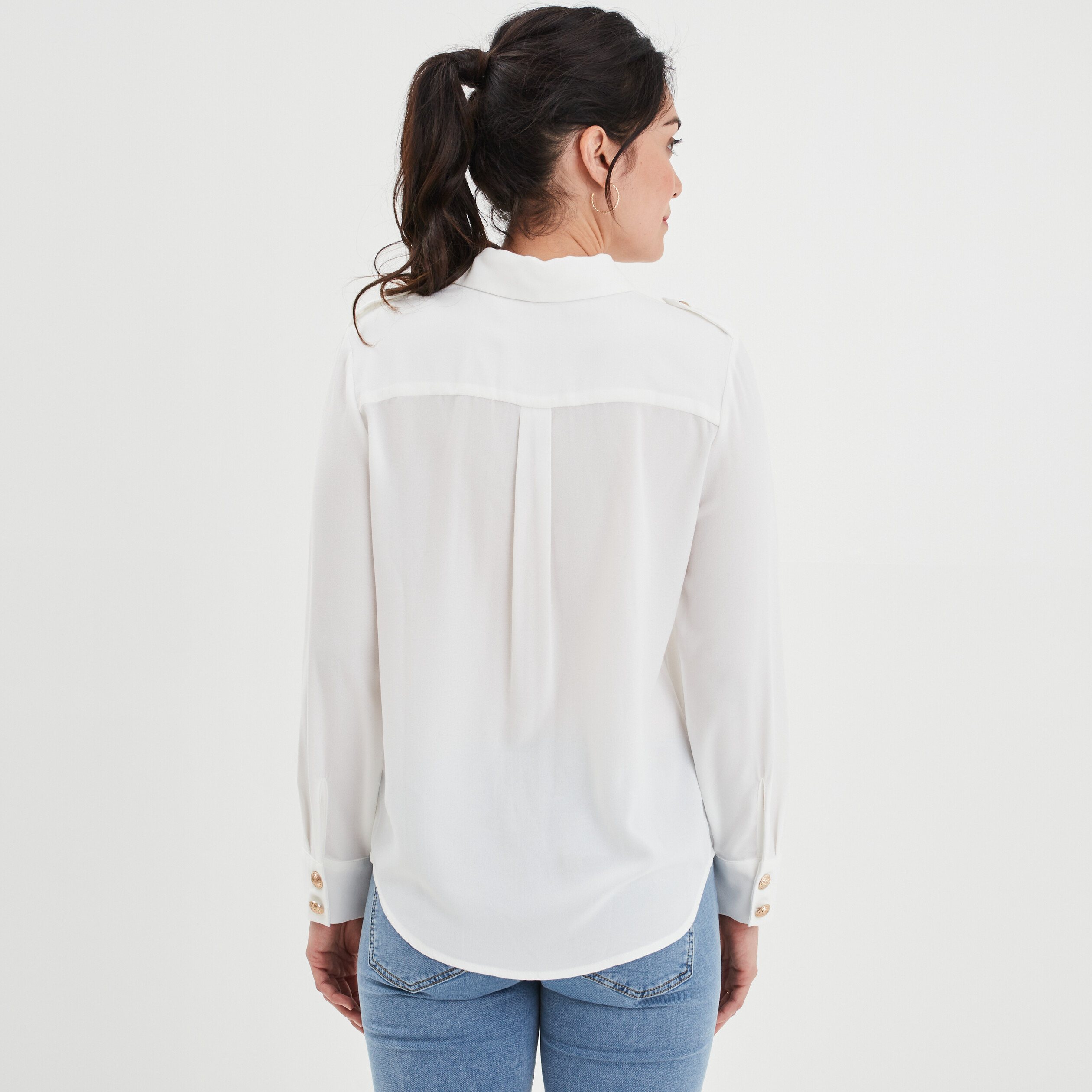 Chemise manches longues Mosquitos blanc femme | La Halle