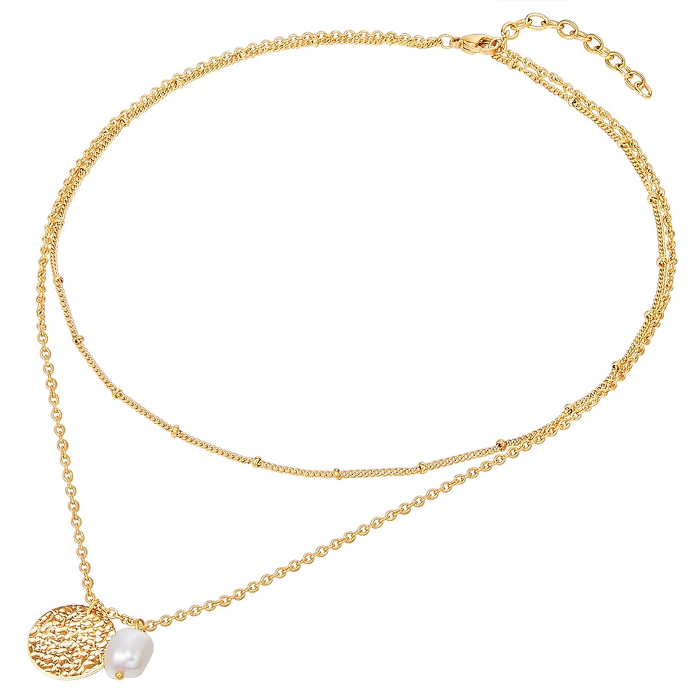 Valero Pearls Collier en acier inoxydé Acier inoxydable Perle de culture d'eau douce en Or jaun collier