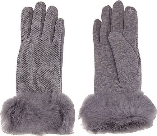 Leslii Fingerhandschuhe mit Kunstfellbesatz