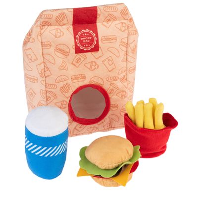Hundespielzeug Squeaky Burger Menü