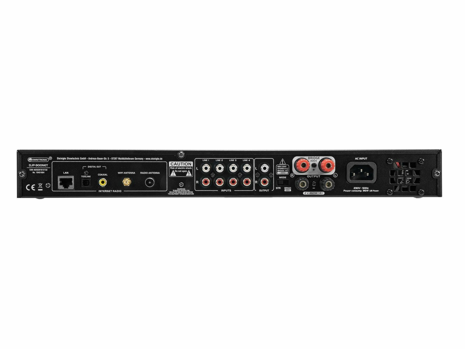 Omnitronic DJP-900NET Class-D Verstärker mit Internet-Radio (Digitalradio (DAB), Blutooth)