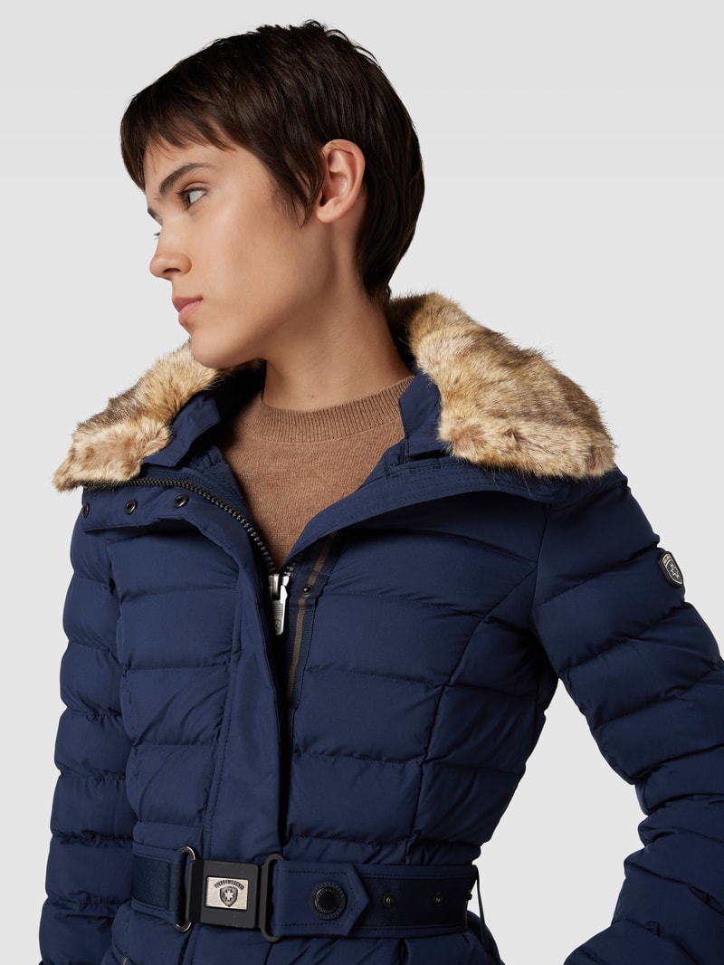 Funktionsjacke mit Kunstfellbesatz Modell 'ABENDSTERN' in marineblau