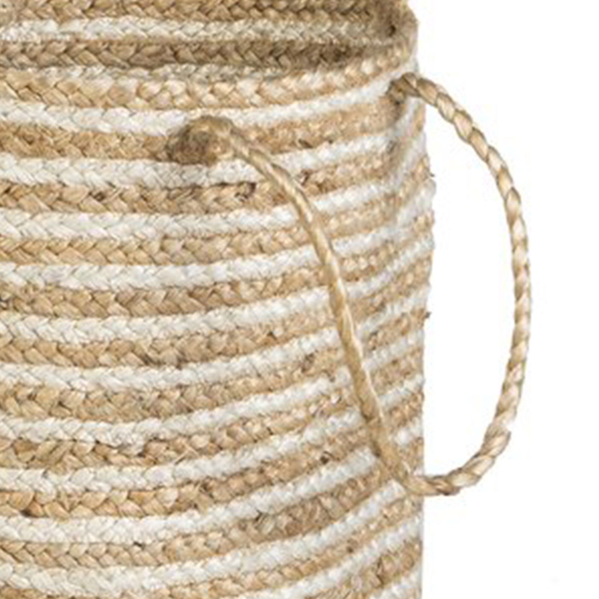 Panier de rangement Zebu en jute rayé blanc/naturel