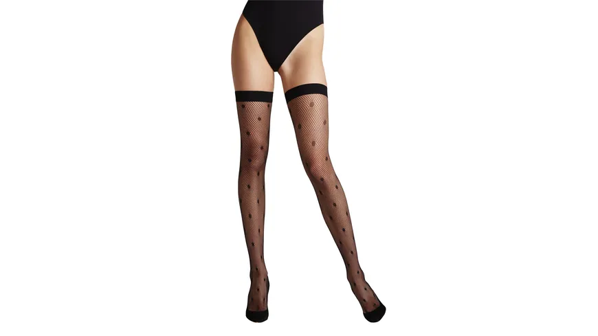 FALKE Damen Halterlose Strümpfe Lingerie Dot Stay ups schwarz