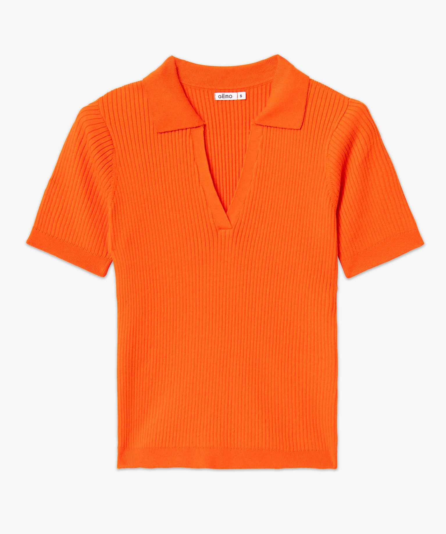Pull à manches courtes et col V femme rouge | GEMO
