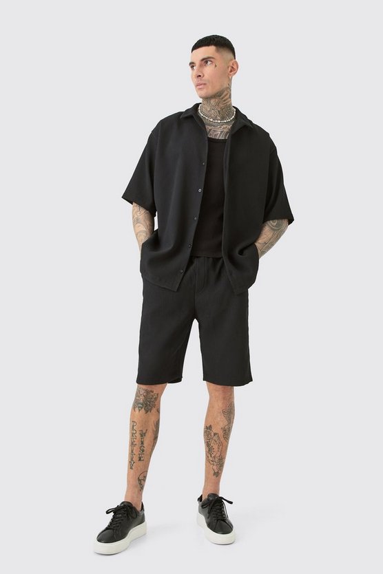 Tall kurzärmliges Oversize Hemd und Shorts