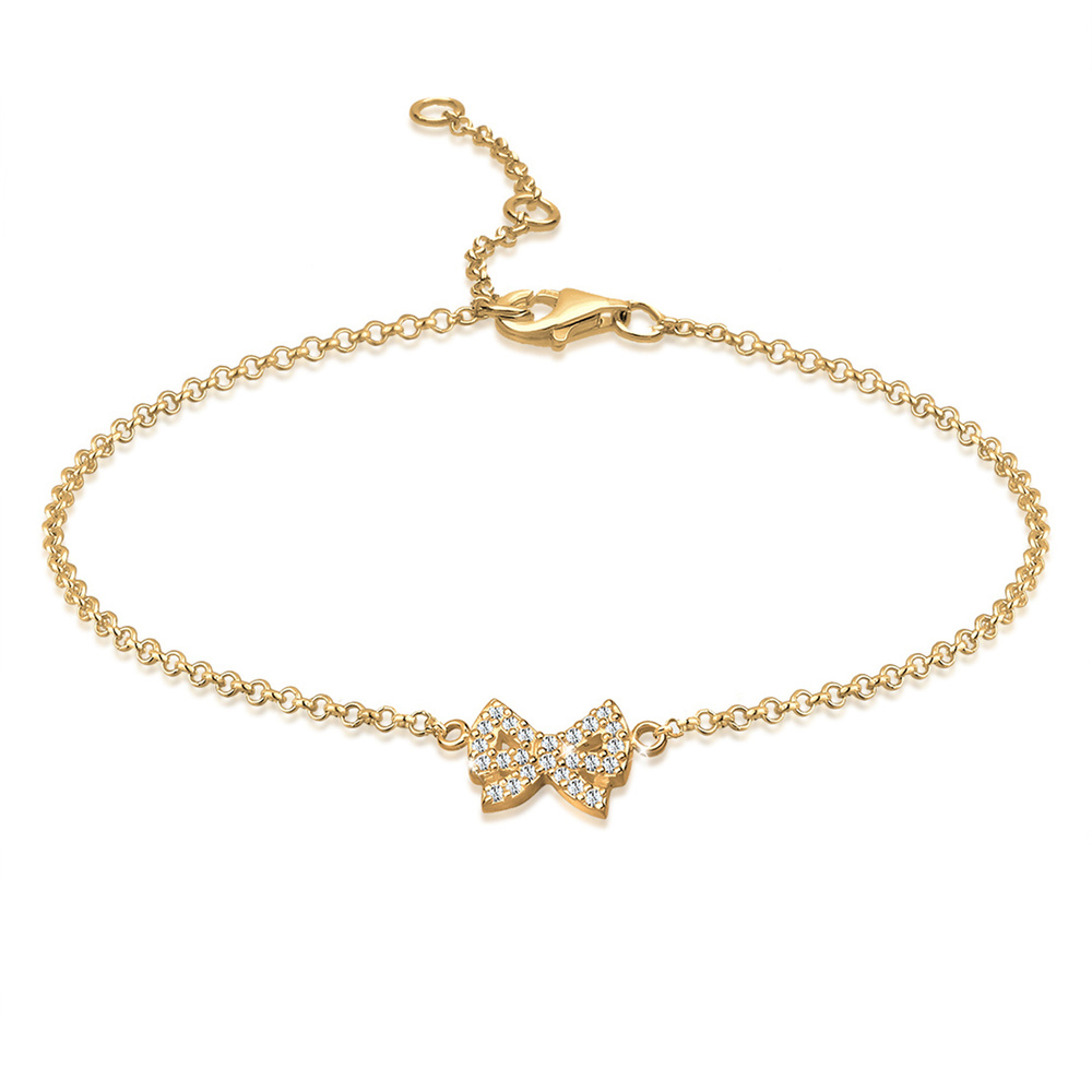 Elli Elli Bracelet de Cheville 925 Sterling Silber Schleife Kristalle Bijoux