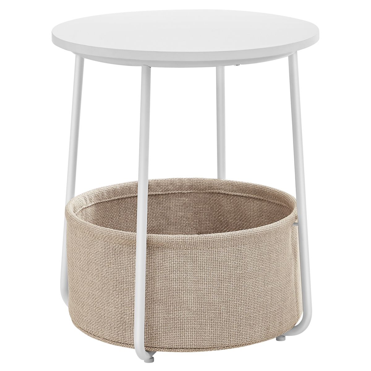 Beistelltisch Vasagle Weiß-Beige inkl. Korb