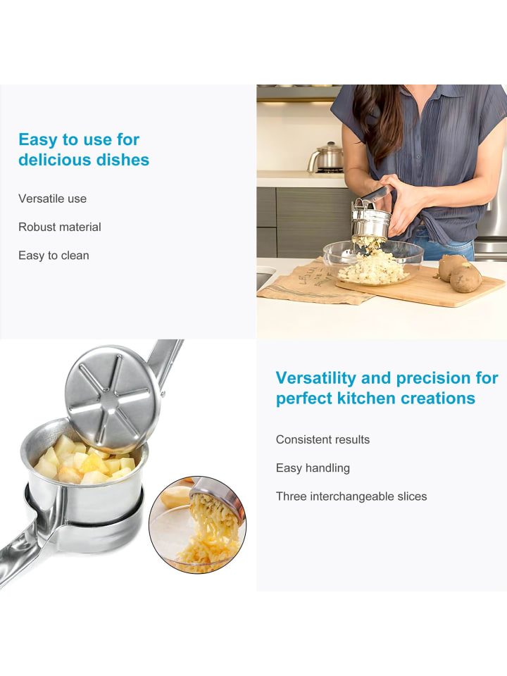 Intirilife Kartoffelstampfer Spätzlepresse in Silber günstig kaufen onesize