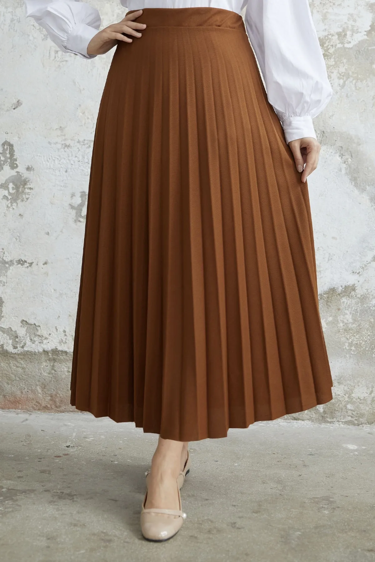 InStyle  Luisa Taillen-elastischer Faltenrock – Hellbraun