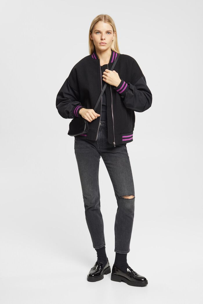College-Jacke aus Material-Mix