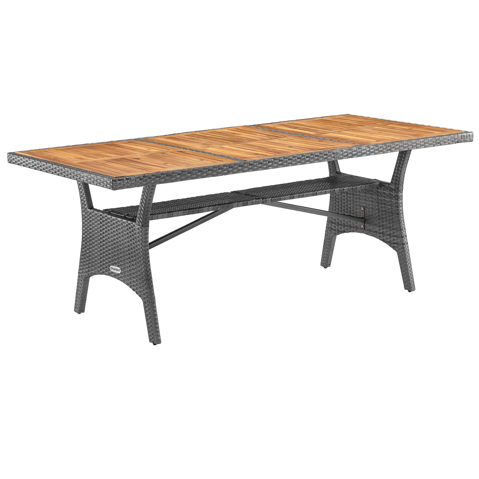Casaria Gartentisch (1-St), Polyrattan mit Ablage FSC®- zertifiziertes Akazienholz 190x90x74cm