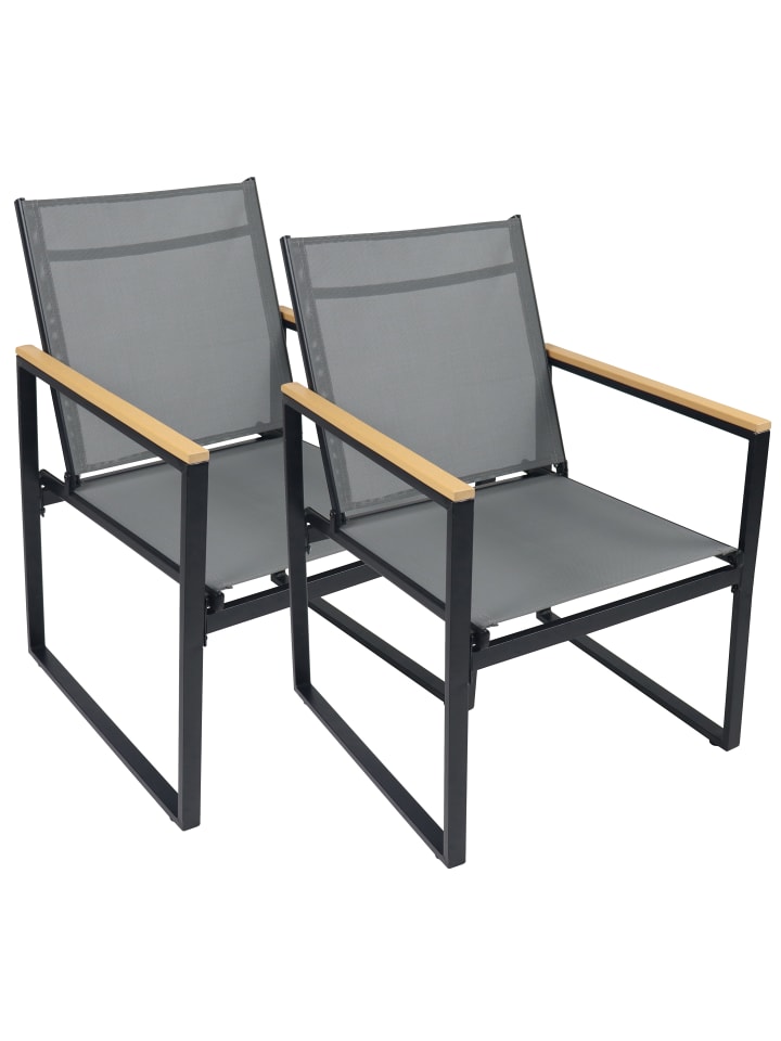 VCM  2-tlg. Gartenstuhl Balkonstuhl Lounge Volasi in Anthrazit günstig kaufen onesize