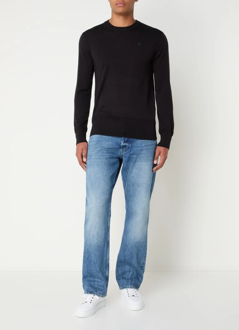 G-Star RAW Fine-knit merino wool pullover with logo embroidery