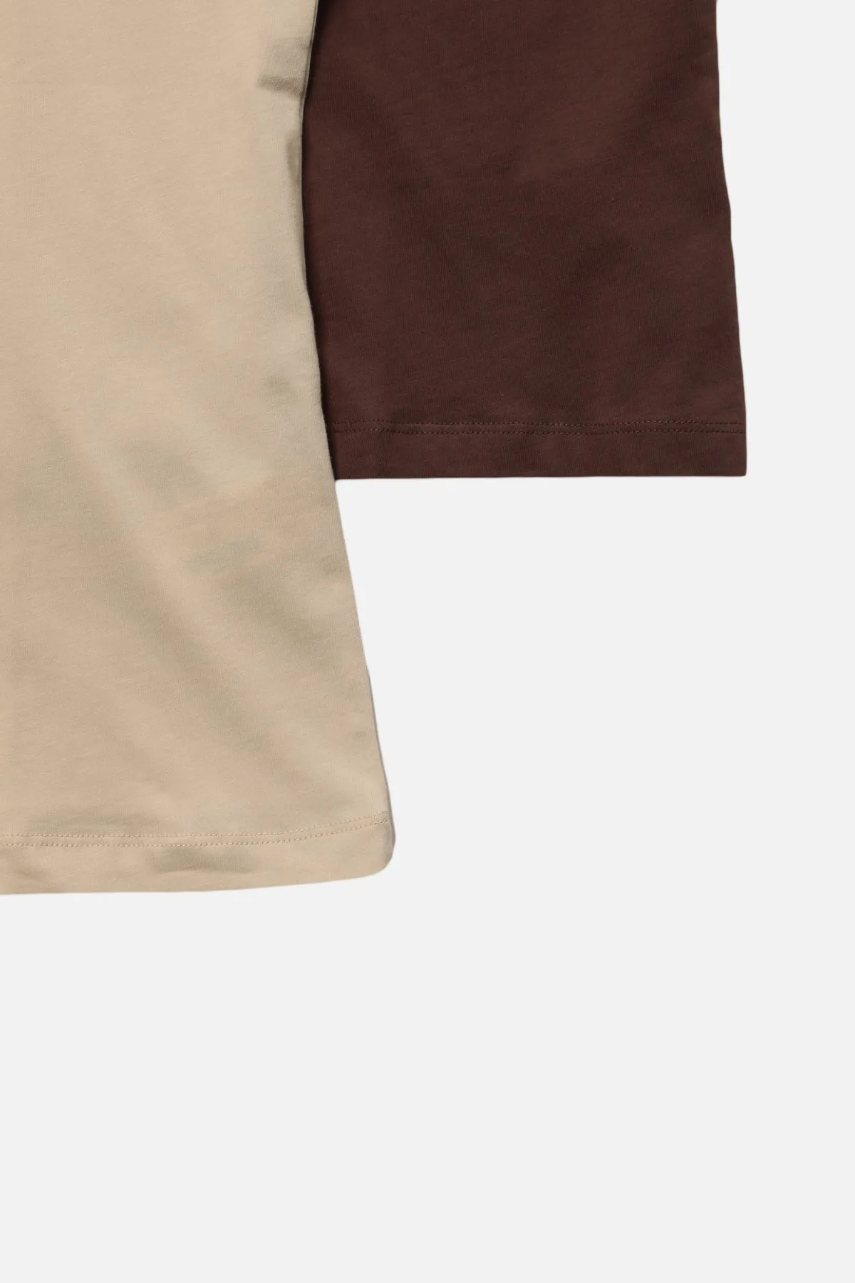 Trendyol Collection  Braun-Beige 2er-Pack Basic-Strick-T-Shirts mit Stehkragen aus 100 % Baumwolle TWOSS20TS1500