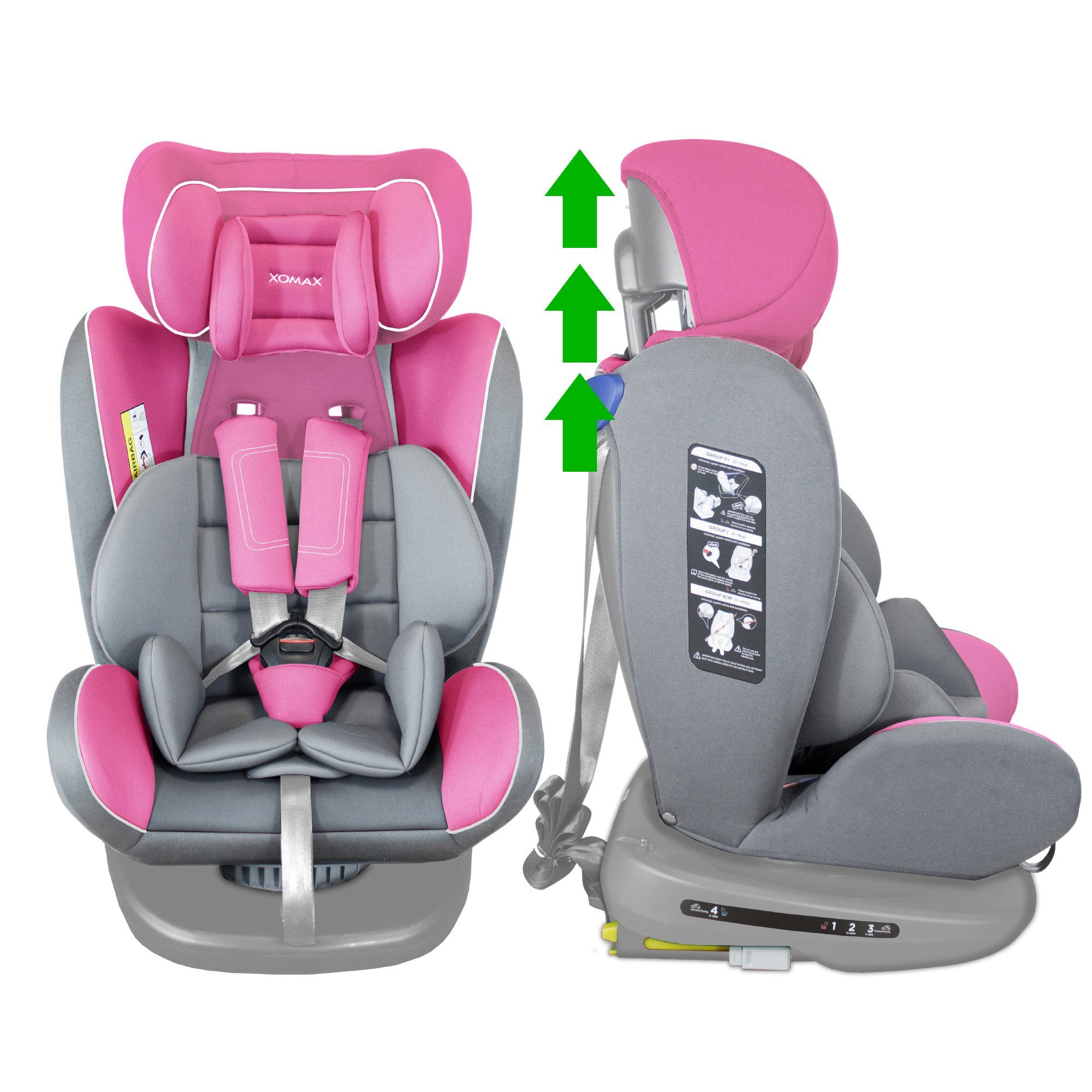 XOMAX Autokindersitz Amelia, bis: 11, bis: 36 kg, (Amelia), mit 360° Drehfunktion, Isofix Gruppe 0/1/2/3 5-Punkt-Gurt ECE R44/04