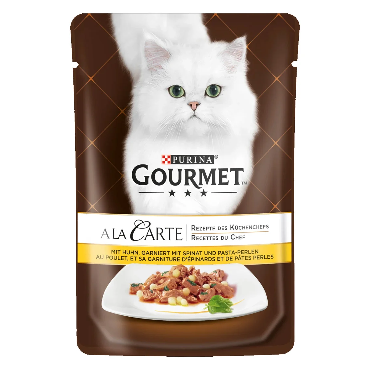 GOURMET A la Carte mit Huhn, Spinat und Pasta-Perlen