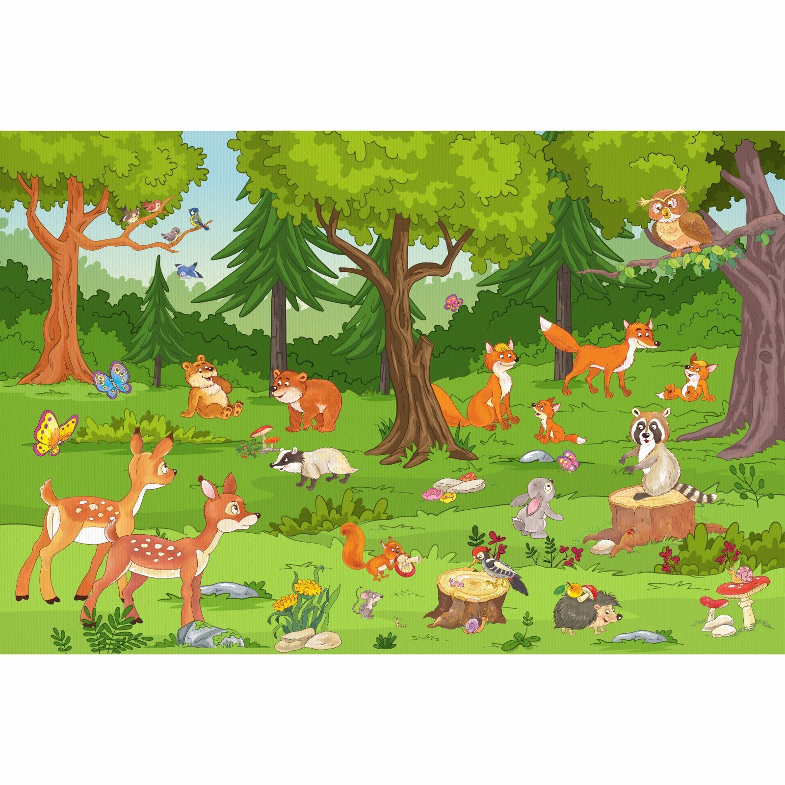 nikima Fototapete Waldtiere Vliestapete Kinderzimmer, foto, inkl. Kleister