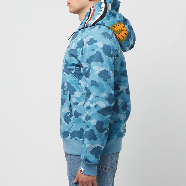 A Bathing Ape Honeycomb Camo Shark Full Zip Hoodie M Blue