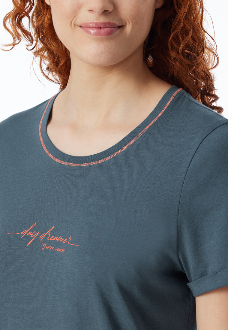 Sleepshirt kurzarm Print jeansblau - Casual Essentials