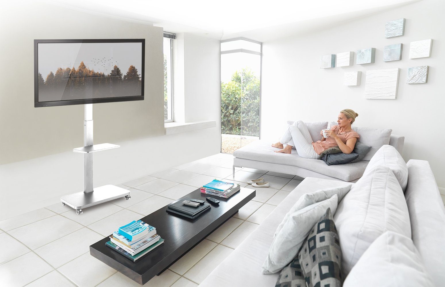 my wall HP108WL TV-Standfuß, (bis 75 Zoll, Packung, 1-teilig, Standfuß für Flachbildschirme)
