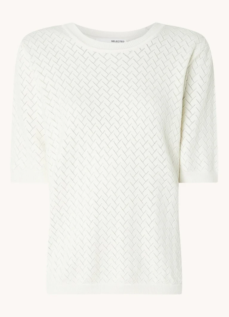 Selected Femme Helena fine-knit top with openwork design
