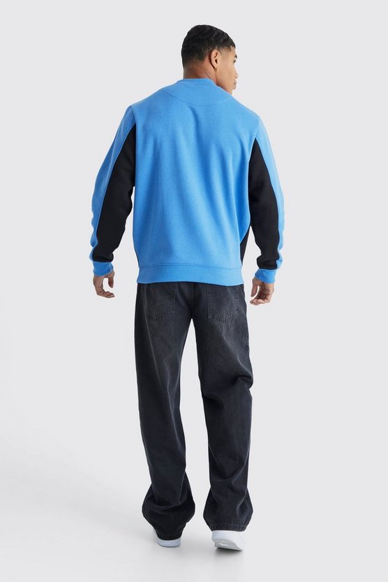 Colorblock Sweatshirt mit Reißverschluss-Detail