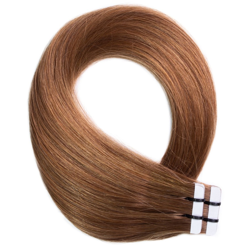 hair2heart Extensions adhésives Premium cheveux naturels #8 Marron clair extensions