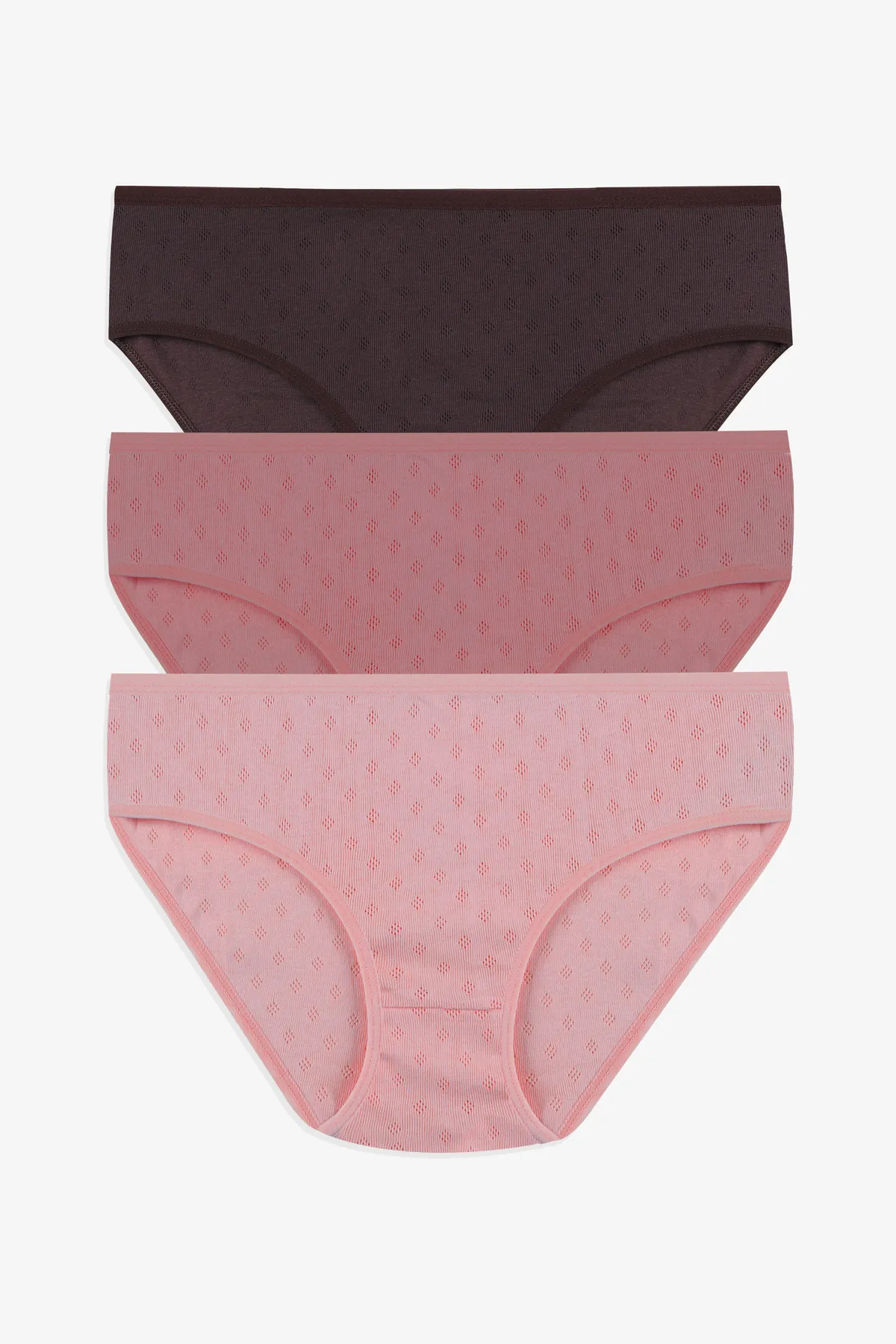 koza iç giyim  3-teiliger gemusterter Jacquard-Baumwoll-Bato mit hoher Taille für Damen