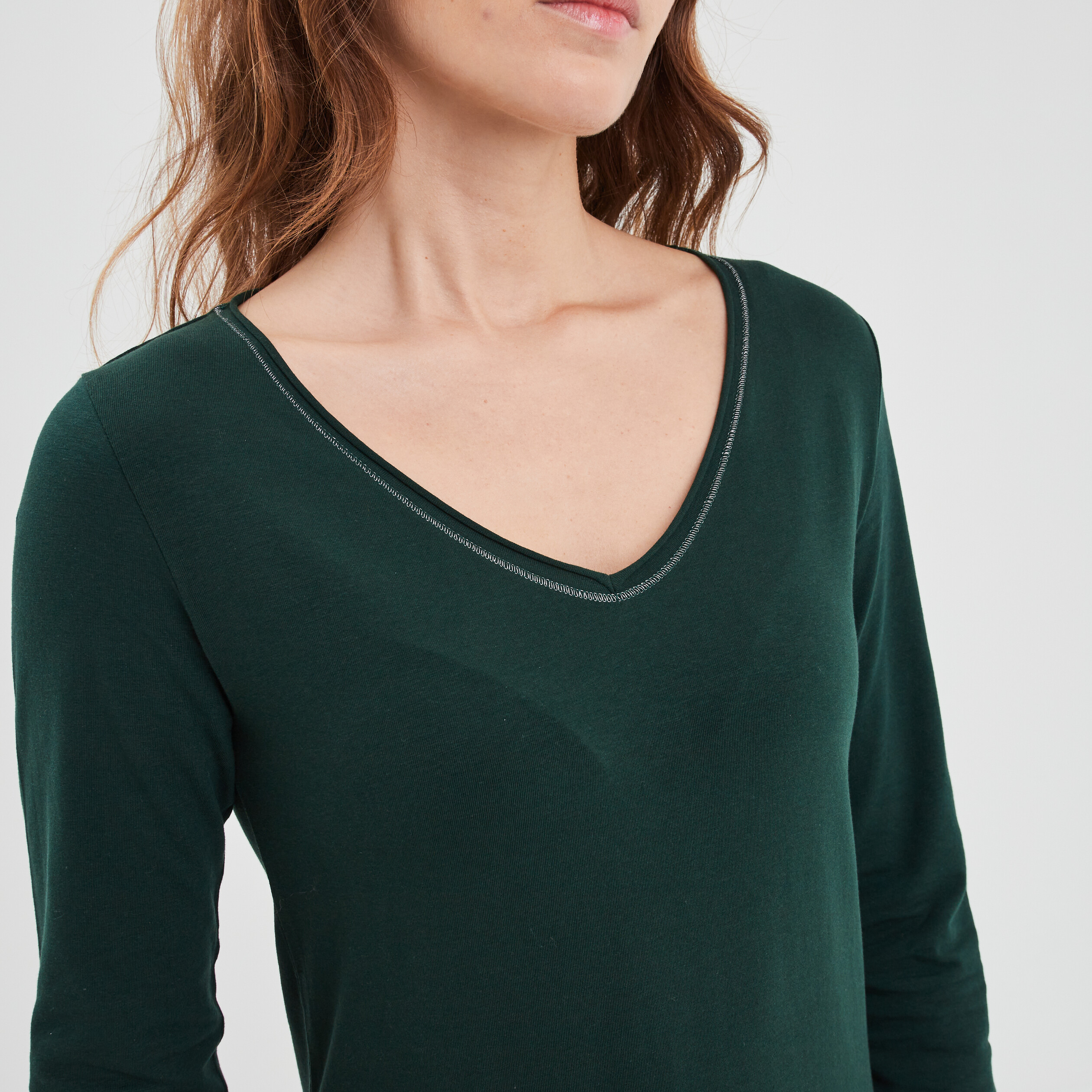 T-shirt manches longues vert foncé femme | La Halle