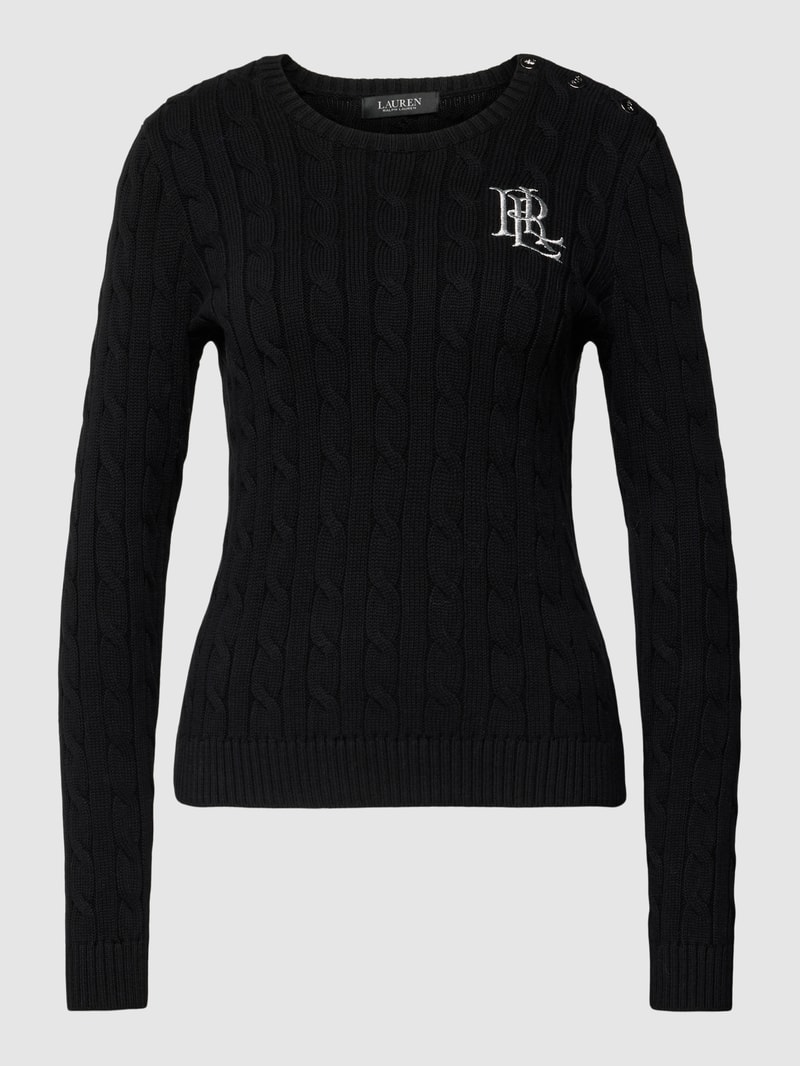 Strickpullover mit Zopfmuster in black
