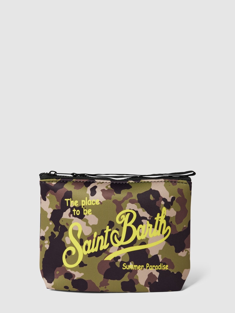 Kulturtasche mit Allover-Muster Modell 'ALINE SPONGE' in khaki