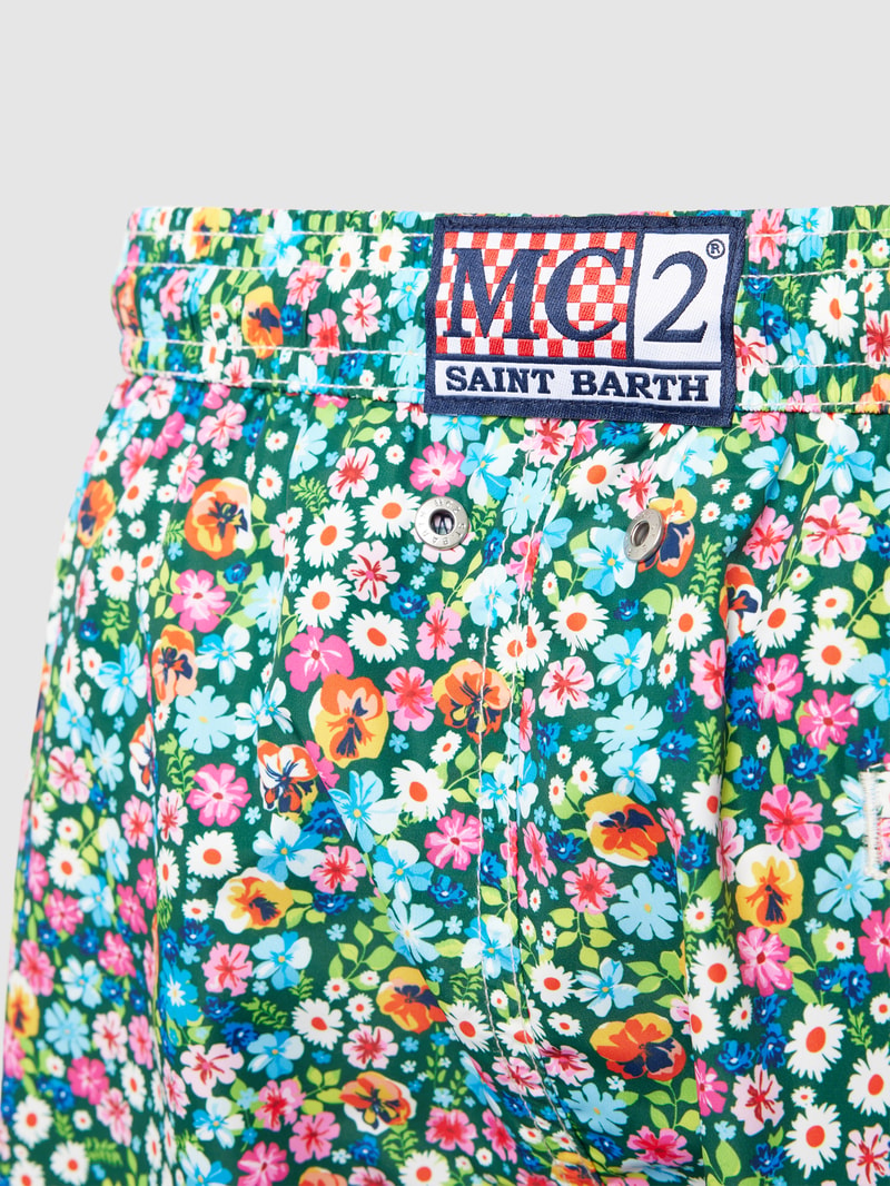 Badehose mit Allover-Print Modell 'FANTASY' in dunkelgrün