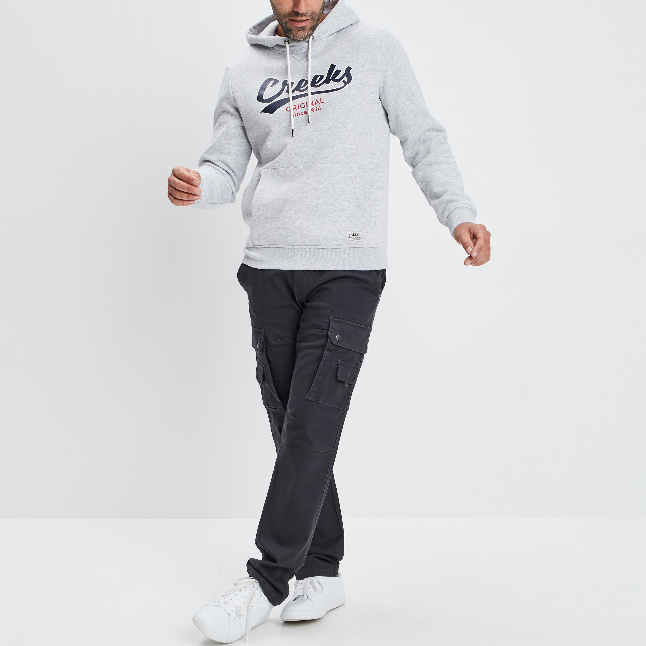 Sweat à capuche hoodie Creeks gris clair homme | La Halle