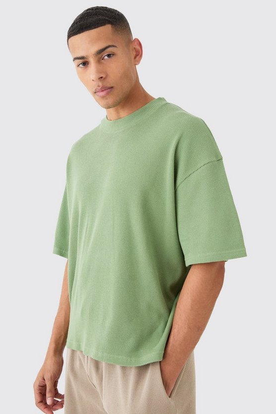 Kastiges Oversize T-Shirt in Waffeloptik