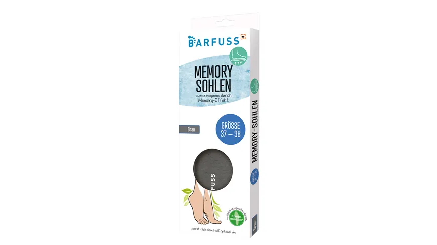BARFUSS Memorysohle Grau