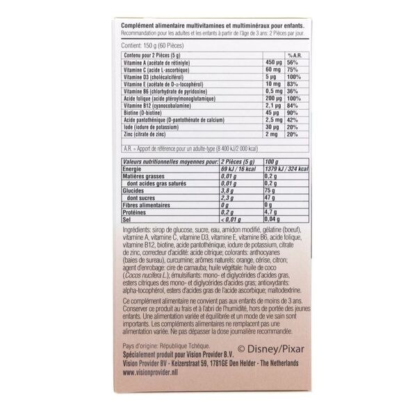 Disney Pixar Verdák Multivitamin gumicukorkák 60 darabos