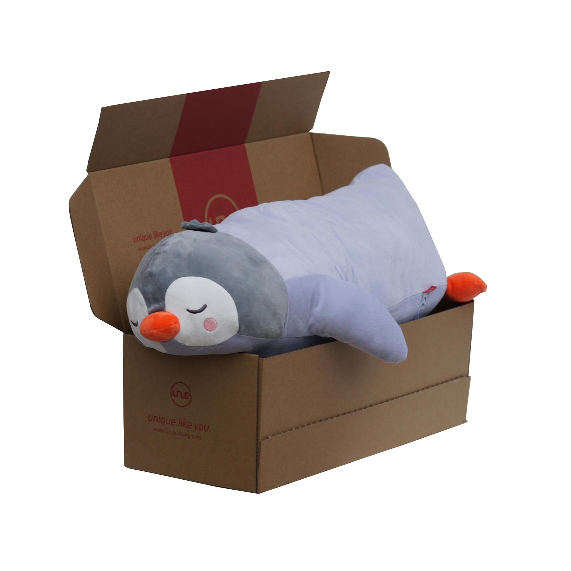 UNUS HOME Seitenschläferkissen Pinguin Kissen, 1-tlg., 50 cm Hellblau, Lagerungskissen Stillkissen Kissen für Kinder Dekoration extrem weich