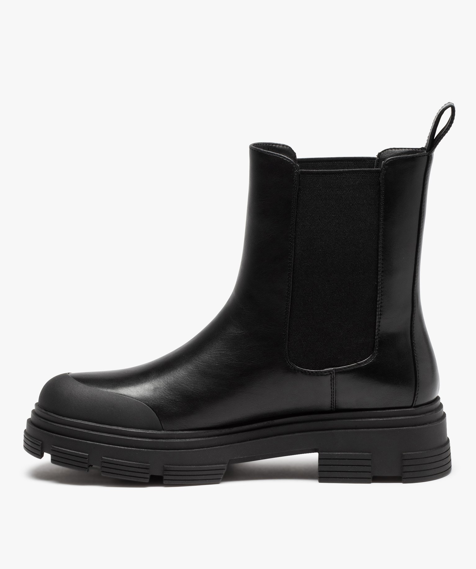 Boots femme unies style Chelsea à semelle crantée noir | GEMO