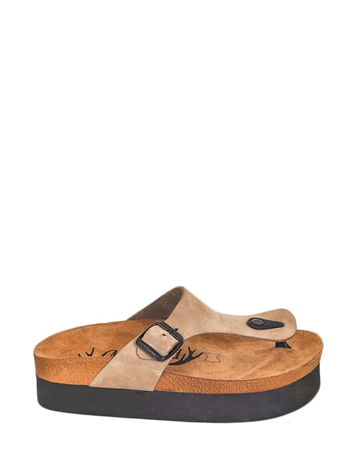Moosefield Leder-Zehentrenner in Beige günstig kaufen