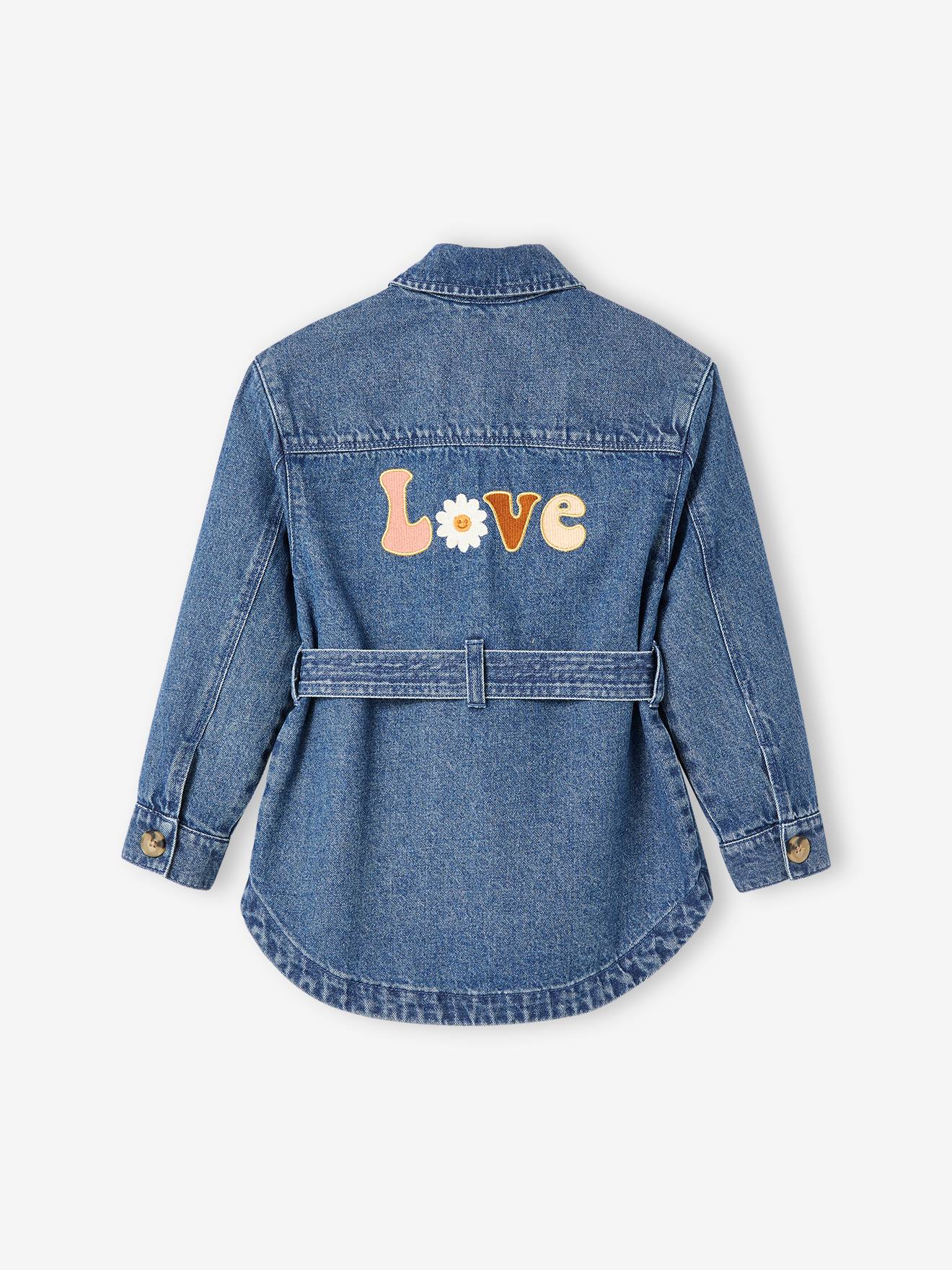 Vertbaudet Mädchen Jeansjacke mit Stickerei - blue stone