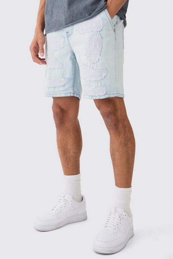 Slim-Fit Jeansshorts in Hellblau