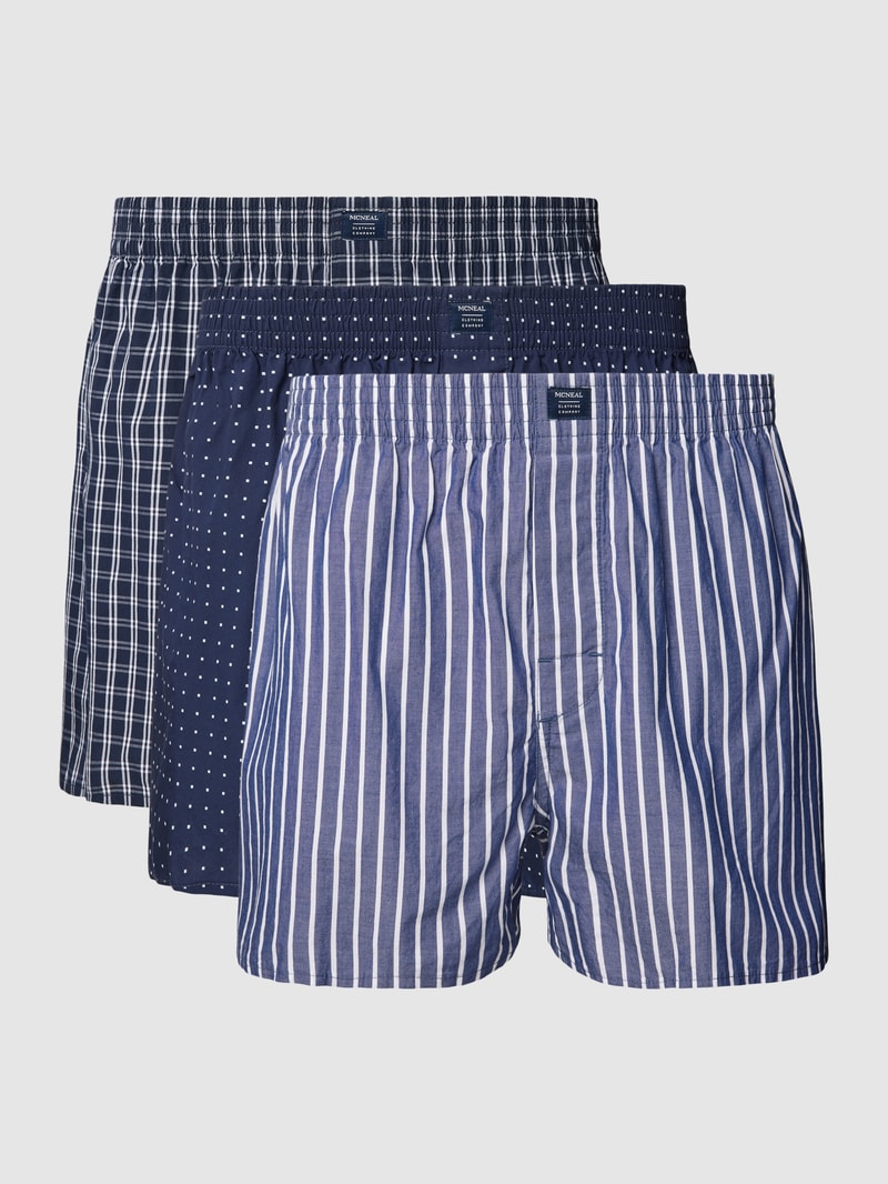 Boxershorts mit Label-Patch im 3er-Pack in marineblau