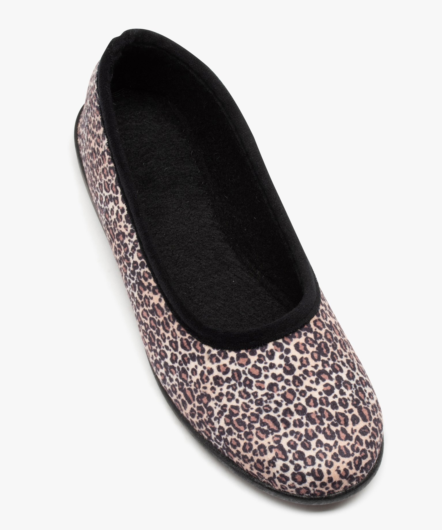 Chaussons femme ballerines en velours léopard imprime | GEMO